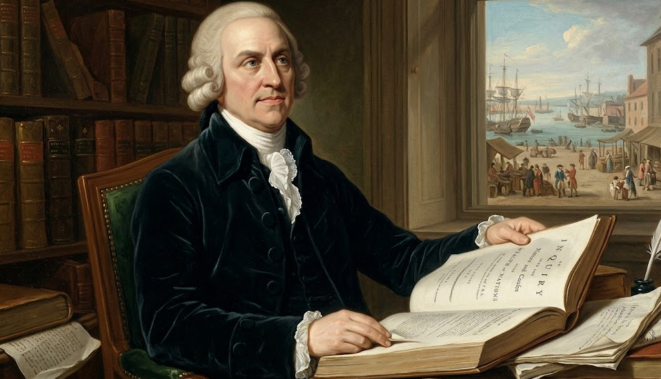 Adam Smith with Book