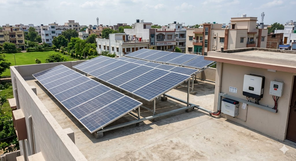 Solar Cell Installed on Roof